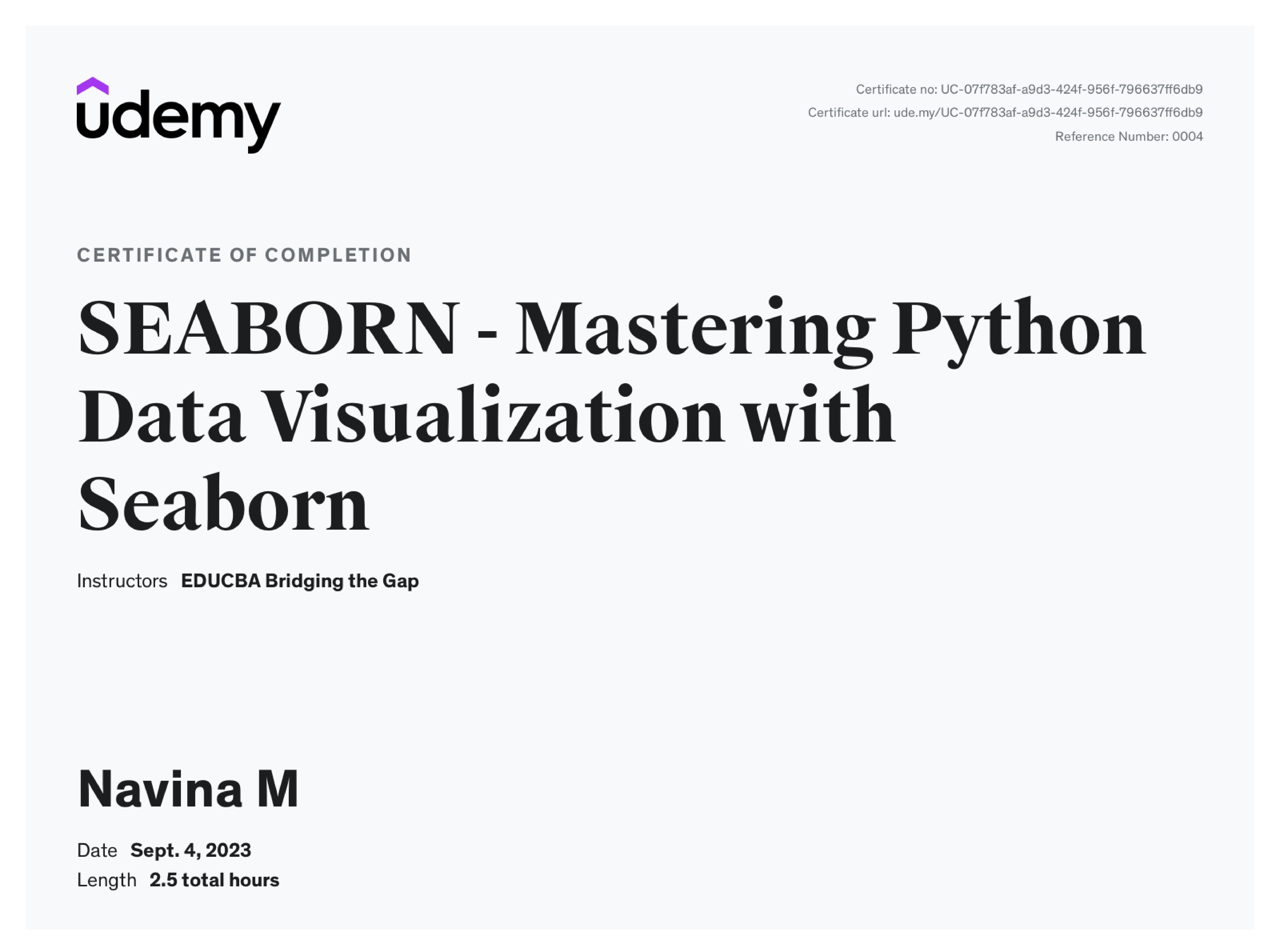 Mastering Python Data Visualization with Seaborn (Udemy)